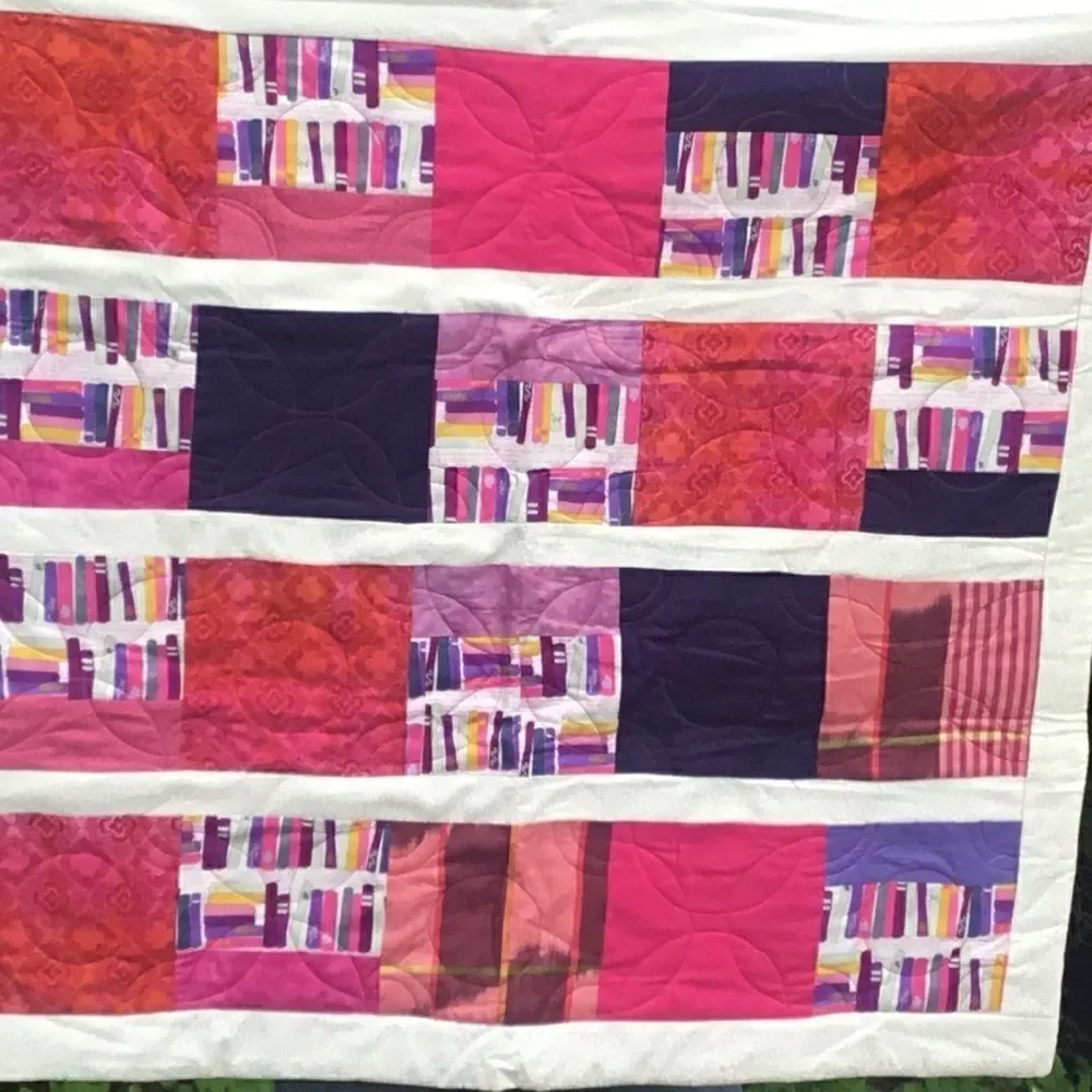 NWT. Hand Crafted Let’s Read Fuschia Quilt